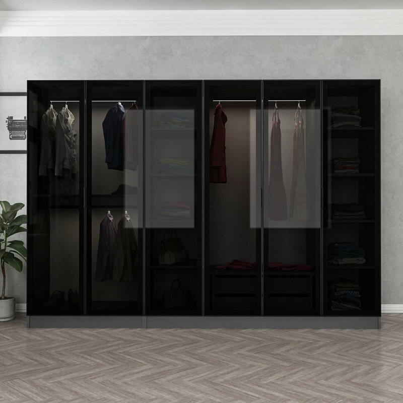 Nebras 6 Door Solid + Manufactured Wood Wardrobe