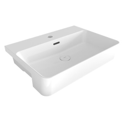 Milano Semi-Recessed Basin - 56x41cm With 1 Tap Hole in Gloss White