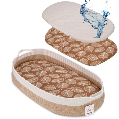 Florida Baby Changing Basket with Foam Pad, Removable Waterproof Mattress Cover & Muslin Cover Sheet