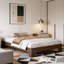 Structure de lit plateforme, lit en bois Boho avec lattes silencieuses, aucun sommier nécessaire, mobilier de chambre naturel, base de lit en bois robuste, assemblage facile-1085441664-1085441678