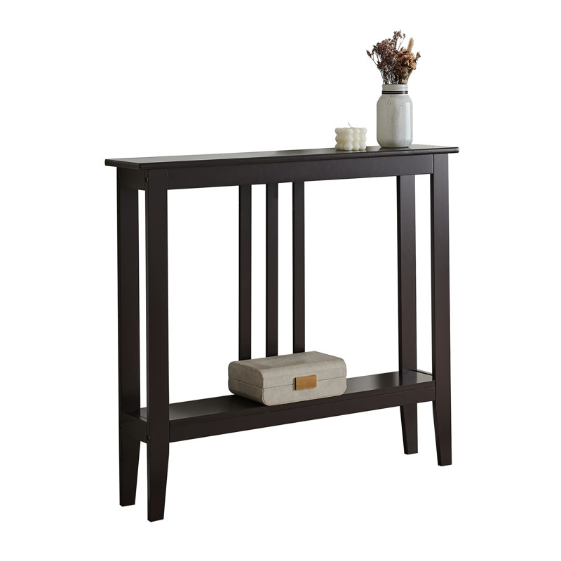 Narrow Console Table with 2-Tier Storage Shelf, Wood Entryway Table or Slim Sofa Table for Hallway or Behind Couch, Espresso