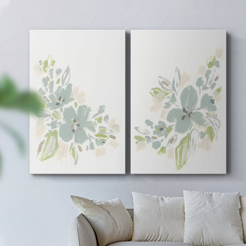 «Seafoam Petals» - Toile tendue avec châssis de qualité supérieure - Prêt à être accroché, H 48 po x l 32 po