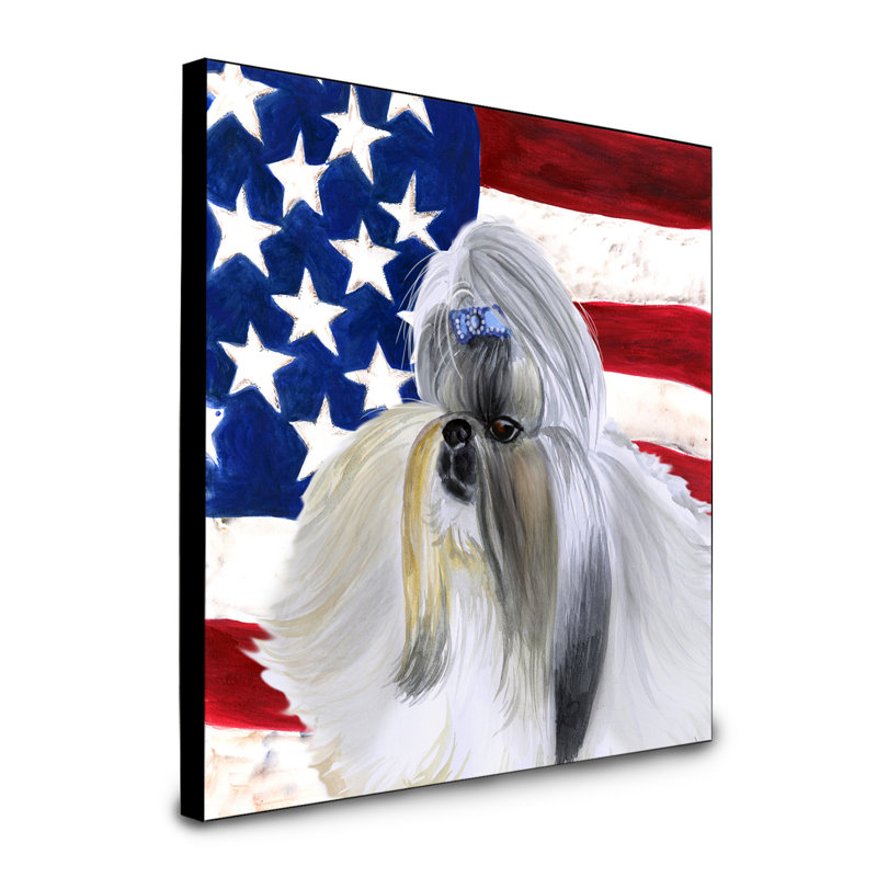 Panneau mural patriotique art Double Down, Shih Tzu