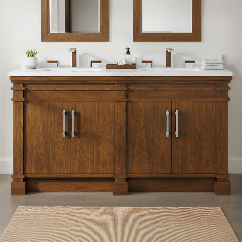 FLW Harmony 36 Wood Sink Vanity, Walnut, 60