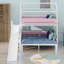 Lit superposé en forme de maison avec glissière et escalier de rangement-691112220