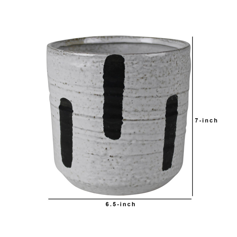 Ilithya Vertical Stripes Cachepot, 7" H x 6.5" W x 6.5" D