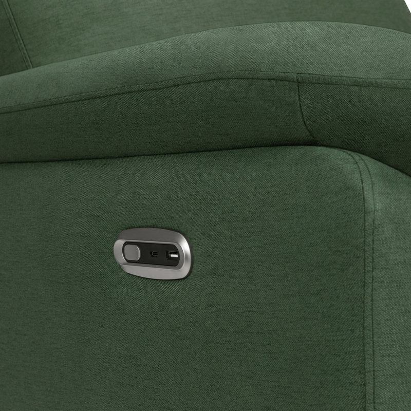 Pine Green Polyester Swivel Recliner with Metal Frame