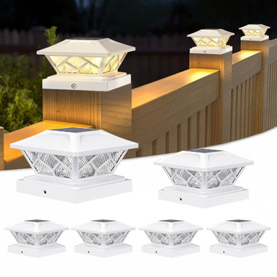 Ellasay Solar Fence Lights Outdoor: Solar Powered Deck Light - 10 Lighting Modes With RGB - Waterproof IP65 - LED Lens Wall Decor For Garden Patio