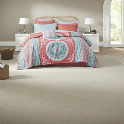 Comfortable Coral Boho Bedding Sets With Premium Polyester, Perfect For Home
