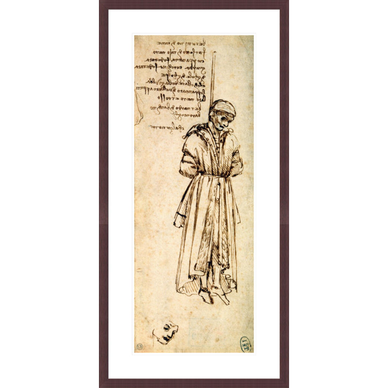 Study of the Hanged Bernardo di Bandino Baroncelli assassin of Giuliano de Medici by Leonardo da Vinci -Framed Giclee Print