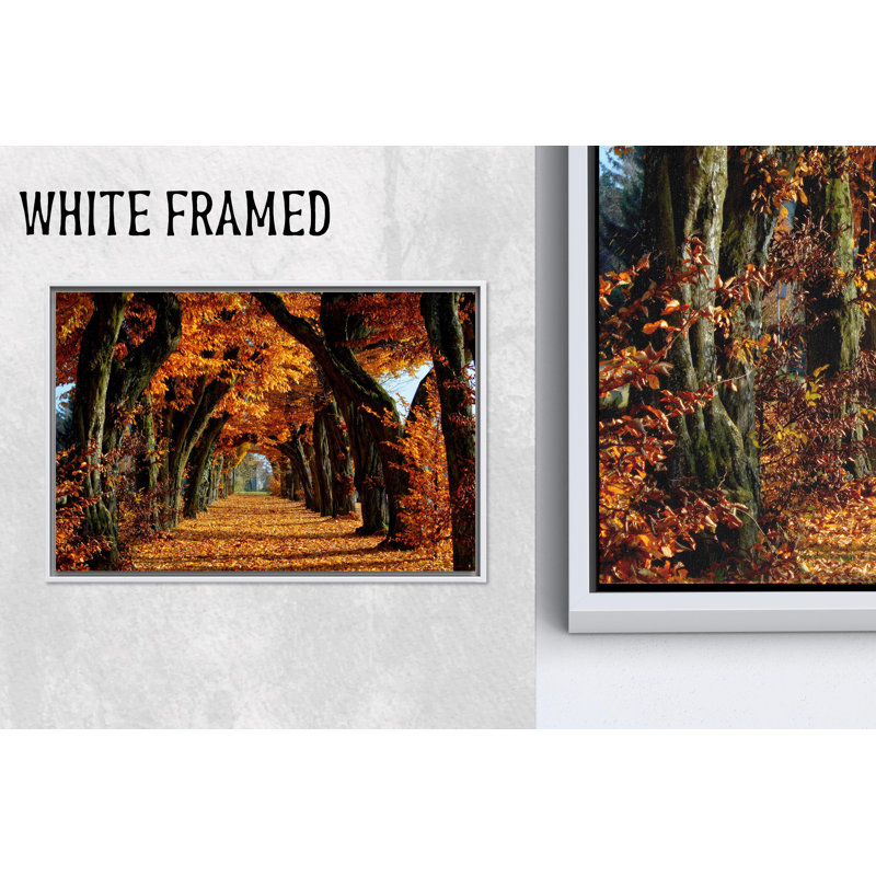 Paysage d'automne sur toile, impression sur verre, œuvre d'art encadrée blanche 1P, 47,3 po H x 102,4 po l