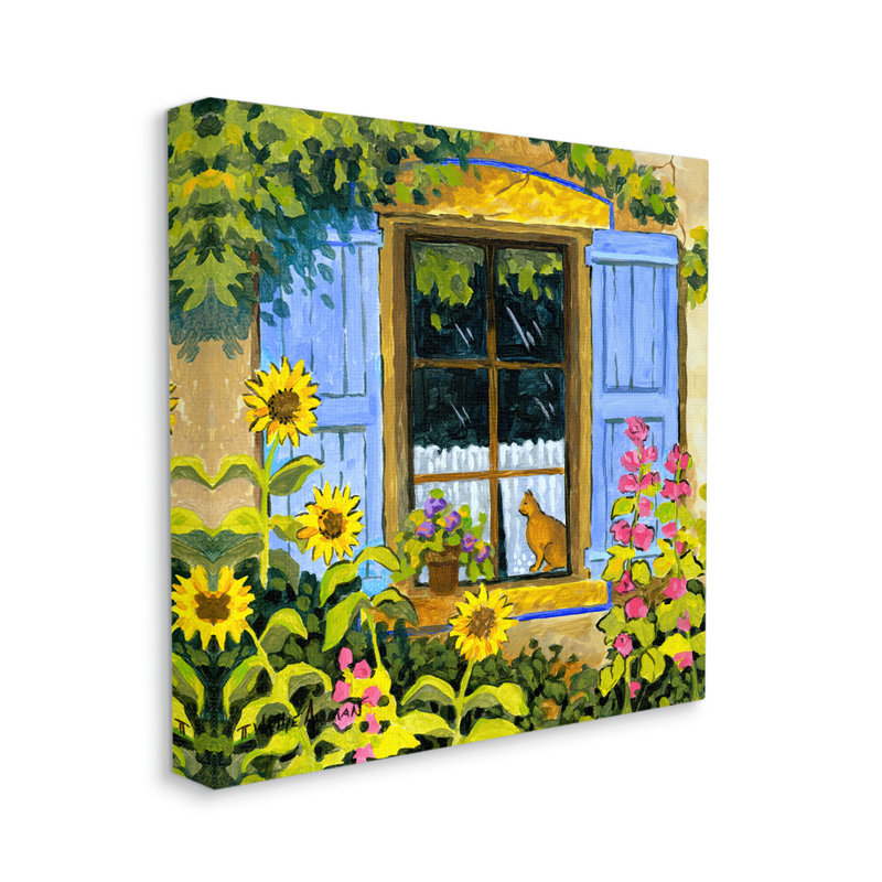 «Stupell Industries Cat in Garden Window», art mural sur toile par Robin Altman, H 36 po x l 36 po x P 1,5 po