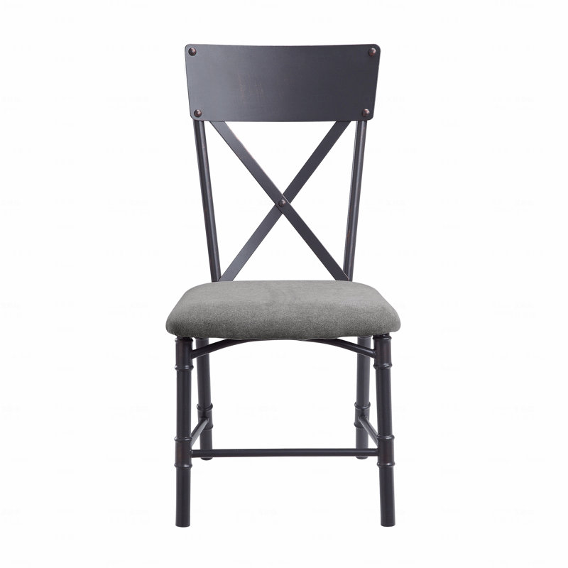 Chaise d'appoint grise et noire sable avec dossier en forme de X (ensemble de 2)
