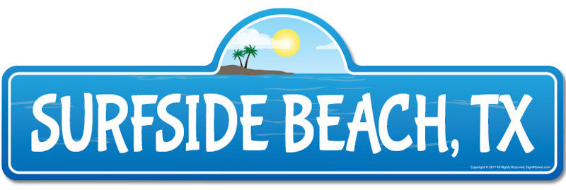 Plaque de rue Surfside Beach Tx en plastique robuste 8 po x 24 po