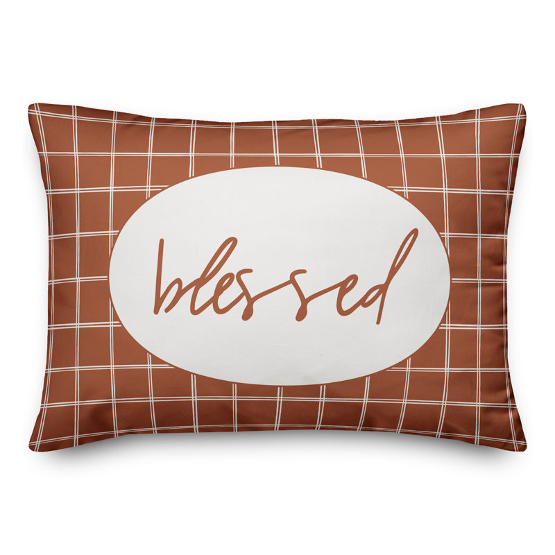 Plaid Outdoor Reversible Throw Pillow, Orange
