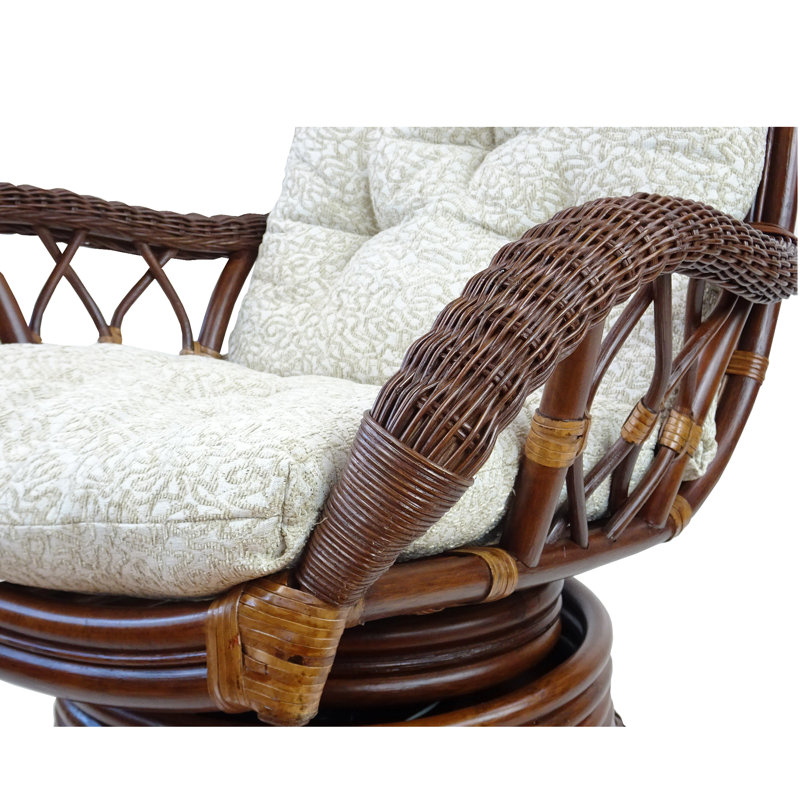 Upholstered Swivel Accent Chair, Dark Walnut