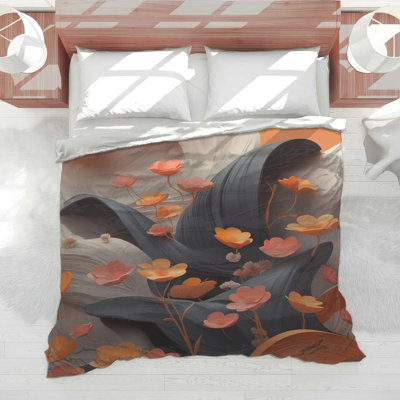 Orange Paper Flowers Comforter