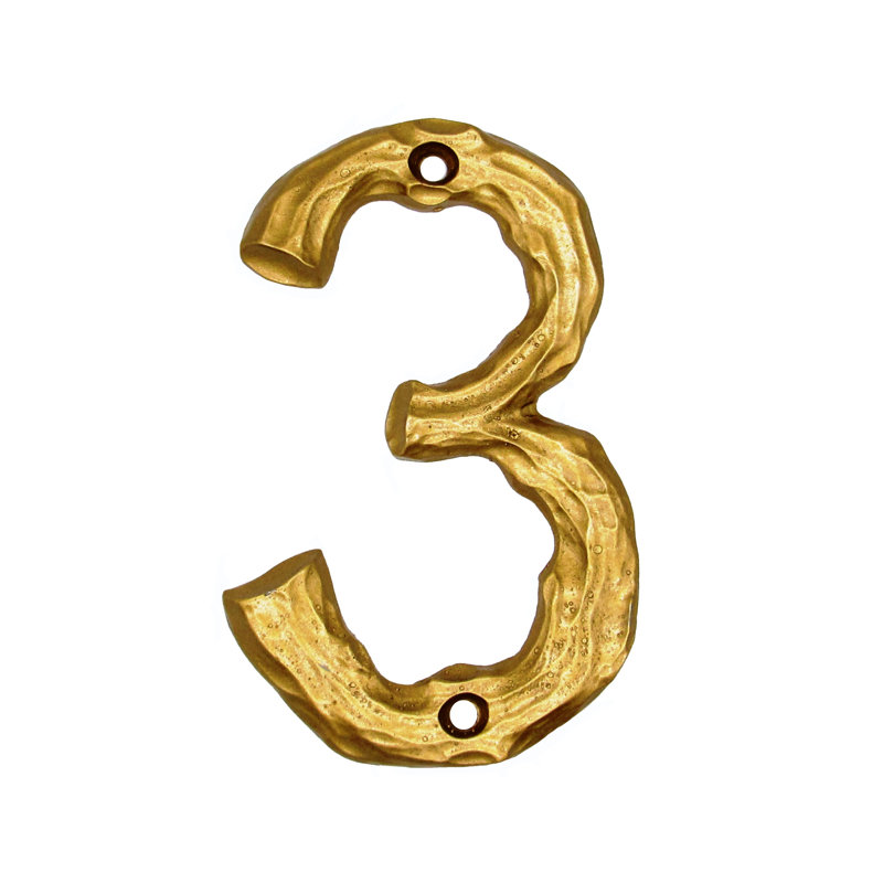 Numéro de maison de 4 po, 3, Or luxueux
