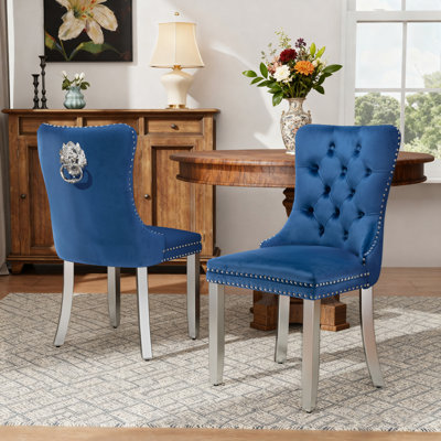  Modern Tufted Velvet Upholstered Dining Chairs Kitchen Chairs (Set of 2)