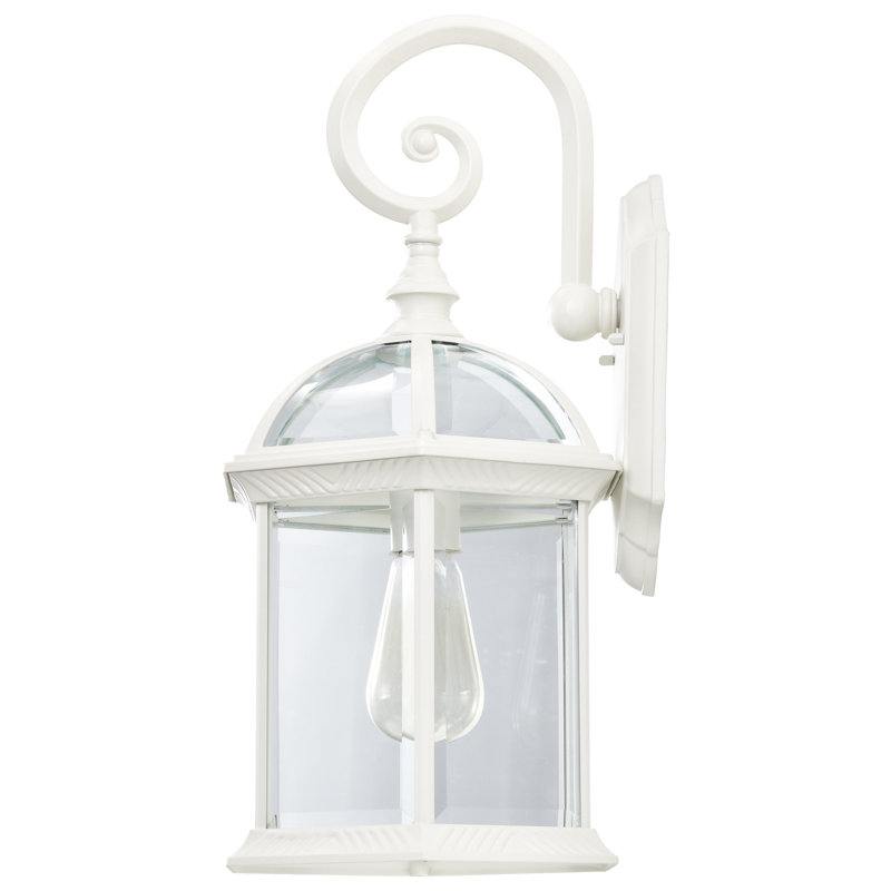 Charming Traditional White Lantern Wall Sconce, 19" Height