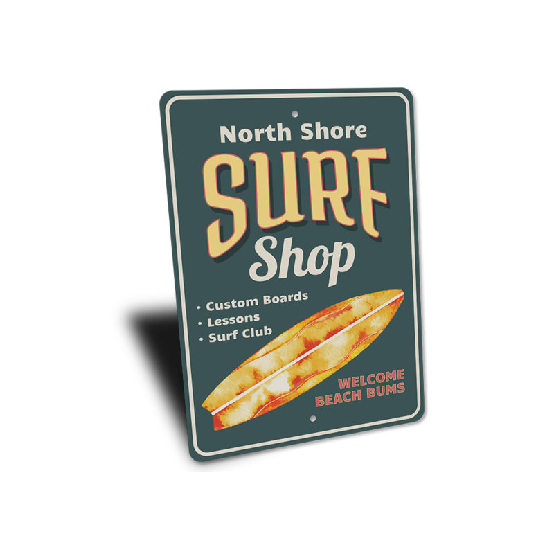 Enseigne en aluminium North Shore Surf Shop, H 18 po x l 12 po x P 0,06 po