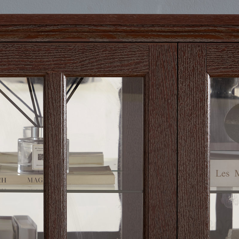 Vitrine Curio, vitrine antique avec portes en verre, tablettes réglables pour objets de collection, vitrine rétro à quatre portes pour la maison ou le bureau, vitrine antique E26, ampoule incluse