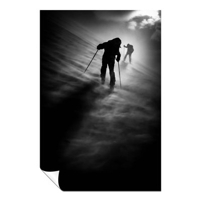 Panther Print Fine Art Prints Skiers Silhouette Dark Mountain Artistic Unframed Poster, Pictures For Home Walls, Bedroom, Living Room & Bathroom Decor - No Frame Print