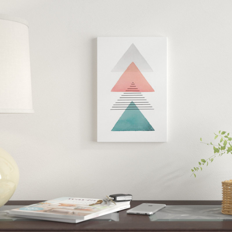 « triangulaire ii », art sur toile, H 40 po x l 26 po x P 1,5 po, Toile tendue, Pas de tapis