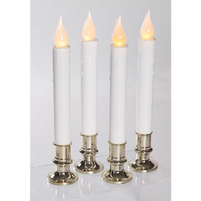 Unscented Flameless Taper Candle with Metal Holder
