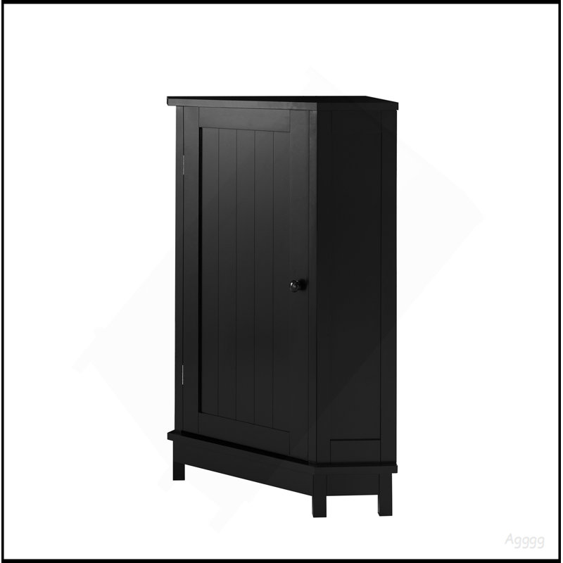 Armoire de rangement en coin noire avec plateau réglable, Black