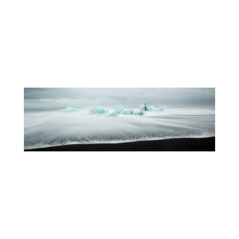 Icebergs on Black Beach I 1 Piece Wrapped Canvas Panoramic Wall Art, 121.92 cm H x 40.64 cm W x 3.175 cm D