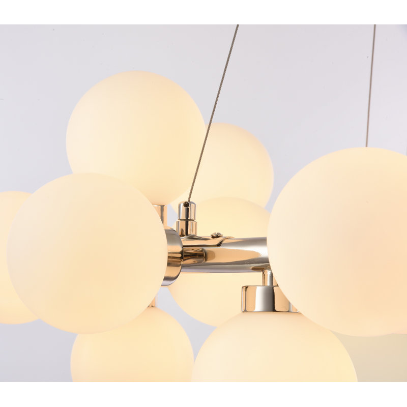 Lustre globe en verre 25 lumières Transitional, Nicel brillant