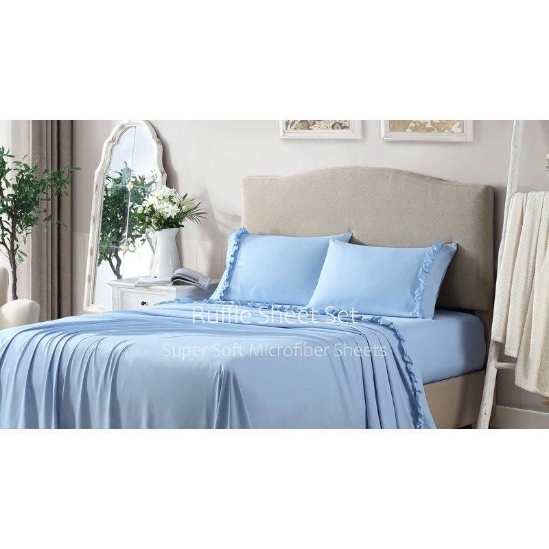 Taupe Twin Microfiber Ruffle Hem Sheet Set