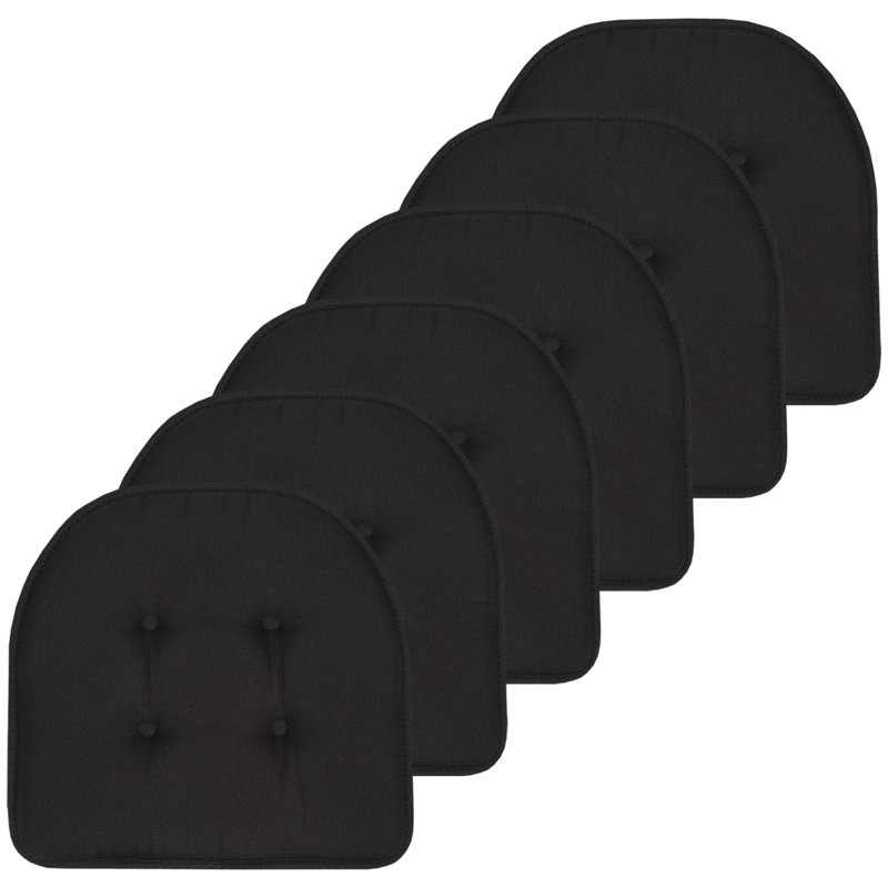 Coussin de chaise d'intérieur uni antidérapant en forme de U, Noir, 6
