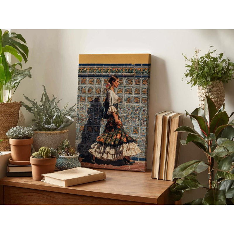 Art de femme sur toile de Séville: carrelage espagnol, décoration intérieure, H 45 po x l 30 po