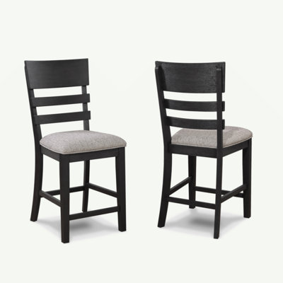 Mobilier de salle à manger en bois à dossier et échelle 2 pièces noir / gris