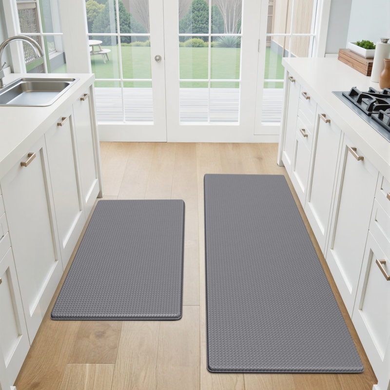 Tapis de cuisine antidérapants et antidérapants, Gris, Rectangle 17,3 po x 30 po + 17,3 po x 47 po