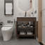 Ensemble de meuble-lavabo avec portes à persiennes et lavabo
