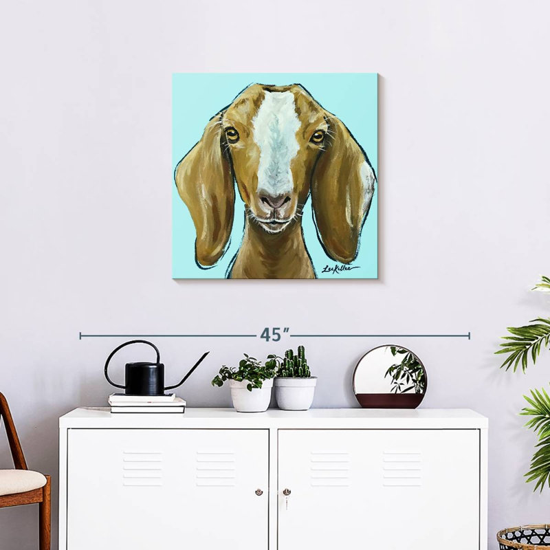 Goat Square Blue, 24" H x 24" W