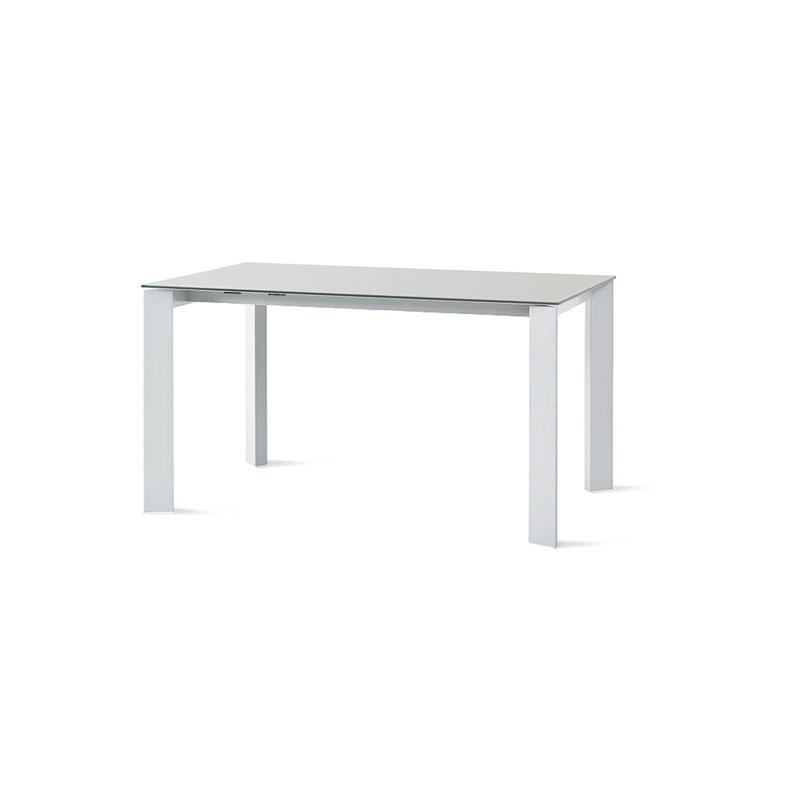 Cornelison Glass Top Dining Table, 75cm H x 160cm L x 90cm W, White, Bianco