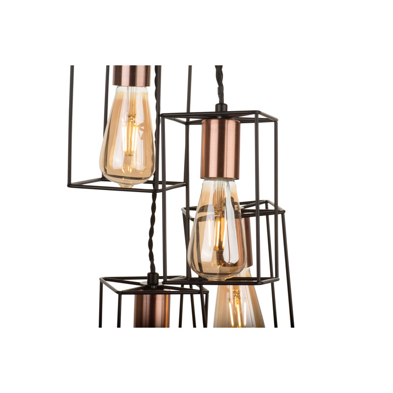 Leatrice 4-Light Industrial Style Cage Black Copper Cluster Pendant