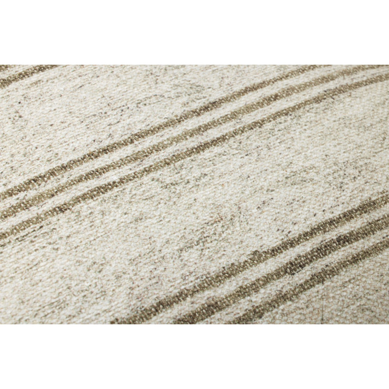 Ivory and Olive Striped 22" Square Cotton Throw Pillow