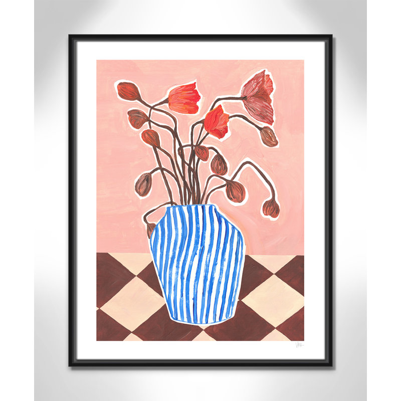 Poppies Print par Violets Print House, Toile avec cadre, L 23,5 po x H 29,5 po, Cadre flottant noir