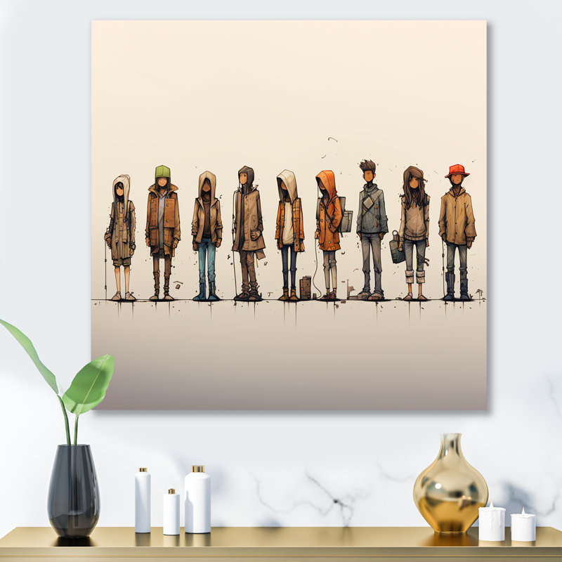 «Gray People Patchwork Childrens Art IV», impression d'art mural en métal fractal, H 16 po x l 16 po