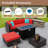  6-Piece Outdoor Rattan Patio Set with Fire Pit Table-2139026094