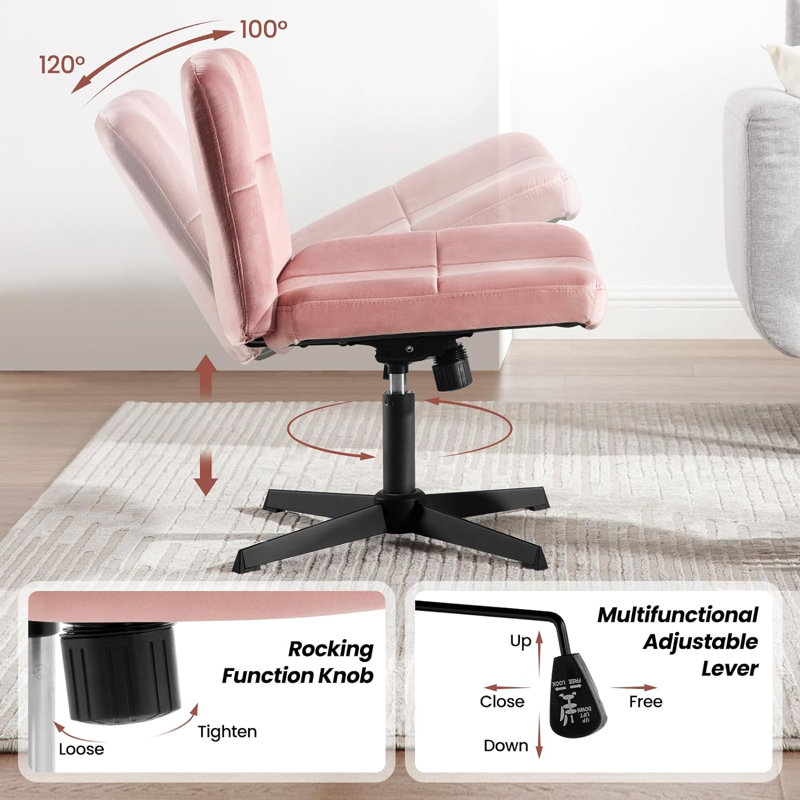 Noren Velvet Task Chair, Pink