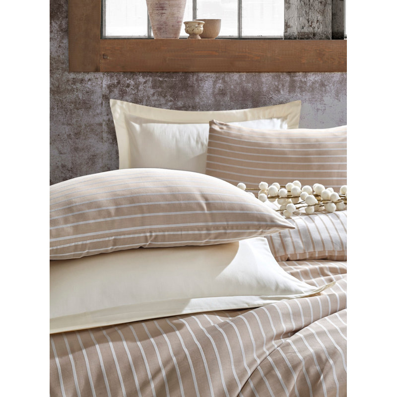 Ensemble de housse de couette double en bambou, couleur vison | 60% satin de coton / 40% bambou, housse de couette 78,7 po x 86,6 po, drap plat 94,5 po x 102,4 po, 4 taies d'oreiller 19,7 po x 27,6 po | Impression réactive, lavable à la machine, élégante et douce