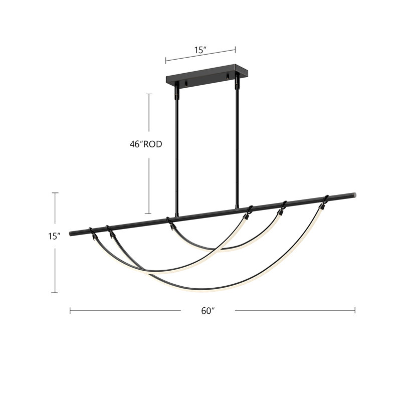 Aryas 3 - Light LED Pendant, 62.25" H x 60" W x 1.75" D