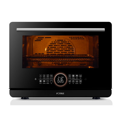 4-in-1 Convection Toaster Oven, Steam, Bake, Air Fry & Dehydrate, 1.1 Cu. Ft., 1800 W, 50 preset Menus for Quick & Easy Cooking, Digital Display, Touchscreen Control, Large See-Through Window, Black