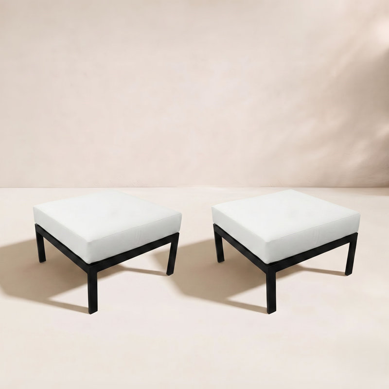 Madison Metal Outdoor Ottoman, Alabaster